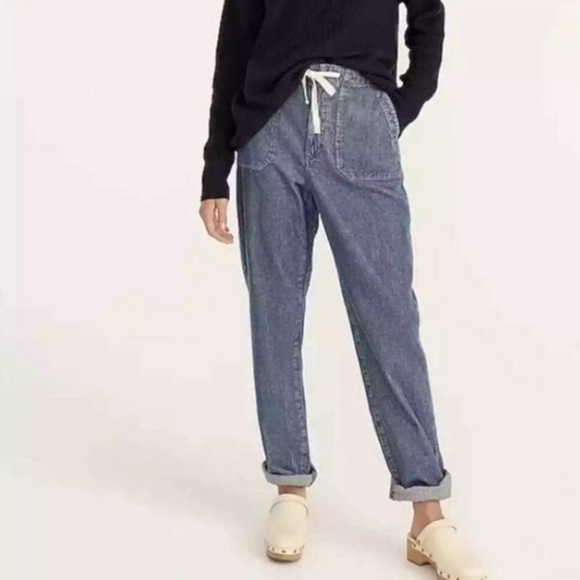 J. Crew Pants - J. Crew Tie-Waist Camp Pant in Indigo Corduroy Size Large